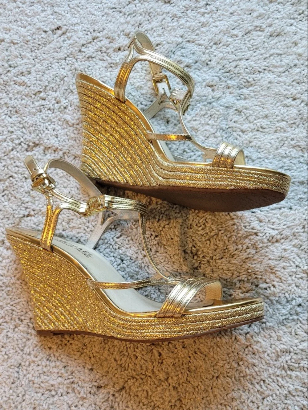 Michael Kors Lovely Gold wedges Very Good Condition Size  7 1/2